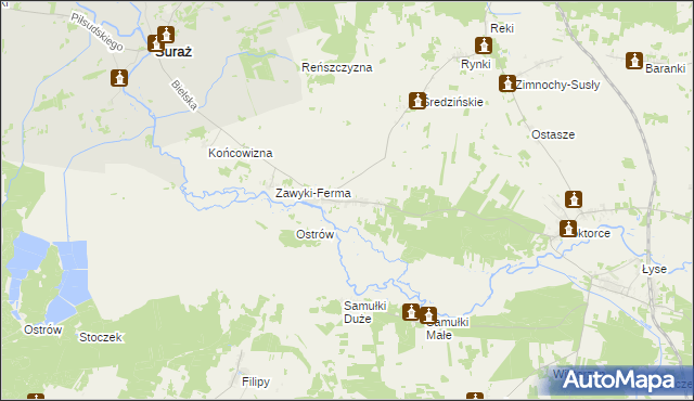 mapa Zawyki, Zawyki na mapie Targeo