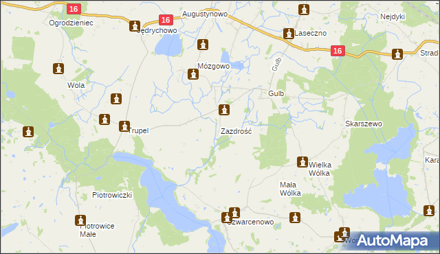 mapa Zazdrość gmina Iława, Zazdrość gmina Iława na mapie Targeo