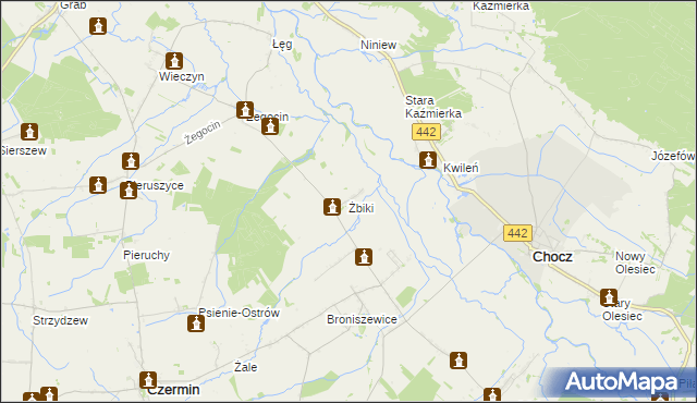 mapa Żbiki gmina Czermin, Żbiki gmina Czermin na mapie Targeo