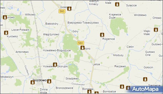 mapa Zbójno gmina Gozdowo, Zbójno gmina Gozdowo na mapie Targeo