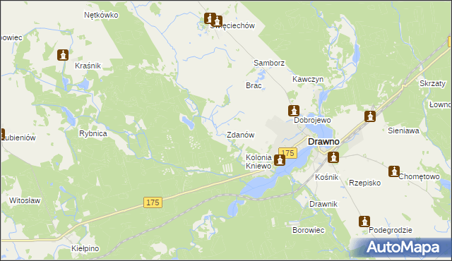 mapa Zdanów gmina Drawno, Zdanów gmina Drawno na mapie Targeo