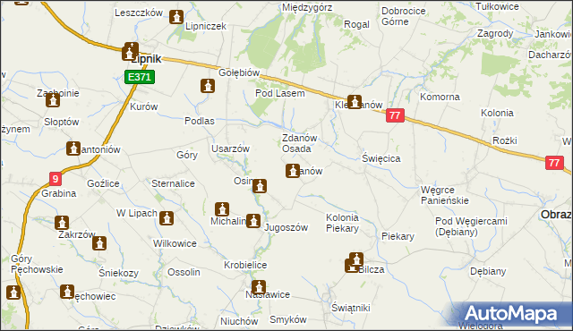 mapa Zdanów gmina Obrazów, Zdanów gmina Obrazów na mapie Targeo