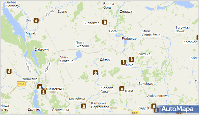 mapa Zdręby, Zdręby na mapie Targeo