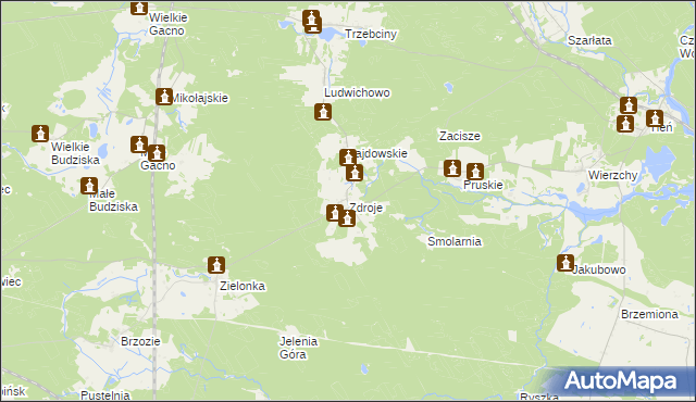 mapa Zdroje gmina Cekcyn, Zdroje gmina Cekcyn na mapie Targeo