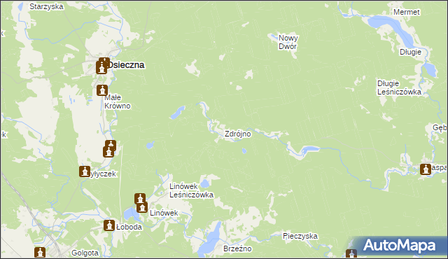 mapa Zdrójno gmina Osieczna, Zdrójno gmina Osieczna na mapie Targeo