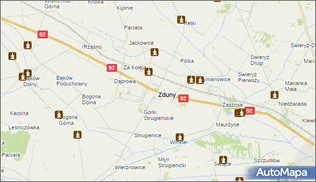 mapa Zduny powiat łowicki, Zduny powiat łowicki na mapie Targeo