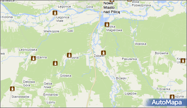 mapa Żdżarki gmina Nowe Miasto nad Pilicą, Żdżarki gmina Nowe Miasto nad Pilicą na mapie Targeo