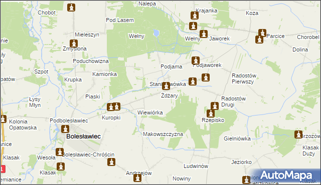 mapa Żdżary gmina Bolesławiec, Żdżary gmina Bolesławiec na mapie Targeo