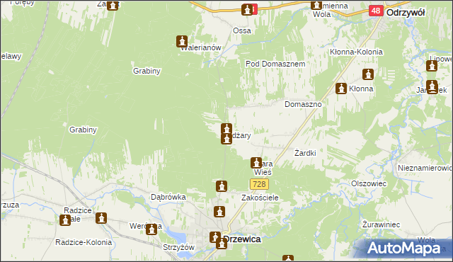 mapa Żdżary gmina Drzewica, Żdżary gmina Drzewica na mapie Targeo