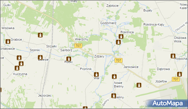 mapa Żdżary gmina Nowe Miasto nad Pilicą, Żdżary gmina Nowe Miasto nad Pilicą na mapie Targeo