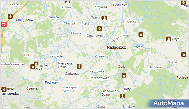 mapa Żdżary gmina Radgoszcz, Żdżary gmina Radgoszcz na mapie Targeo