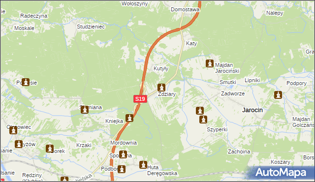 mapa Zdziary gmina Jarocin, Zdziary gmina Jarocin na mapie Targeo