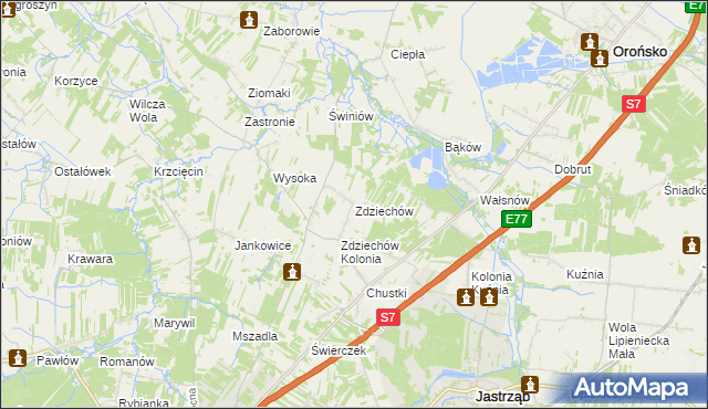 mapa Zdziechów gmina Szydłowiec, Zdziechów gmina Szydłowiec na mapie Targeo