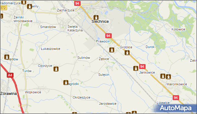 mapa Zębice, Zębice na mapie Targeo