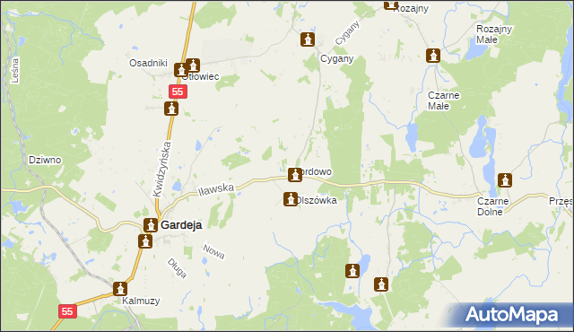 mapa Zebrdowo, Zebrdowo na mapie Targeo