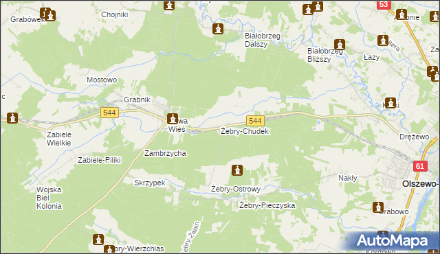 mapa Żebry-Chudek, Żebry-Chudek na mapie Targeo