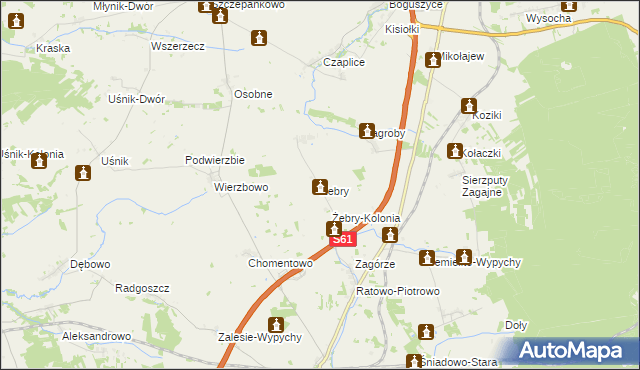 mapa Żebry gmina Śniadowo, Żebry gmina Śniadowo na mapie Targeo