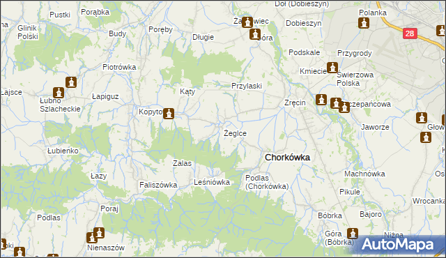 mapa Żeglce, Żeglce na mapie Targeo