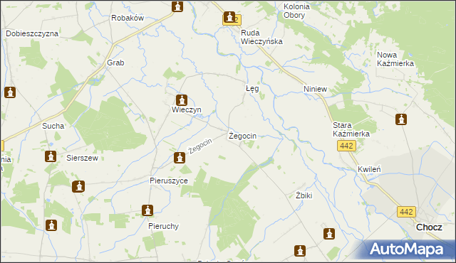 mapa Żegocin gmina Czermin, Żegocin gmina Czermin na mapie Targeo