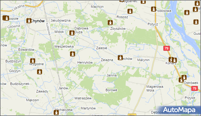 mapa Żelazna gmina Chynów, Żelazna gmina Chynów na mapie Targeo