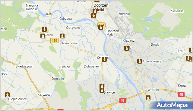 mapa Żelazna gmina Dąbrowa, Żelazna gmina Dąbrowa na mapie Targeo