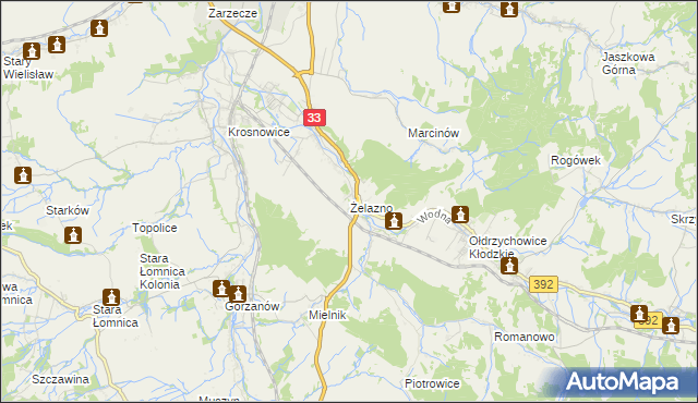 mapa Żelazno gmina Kłodzko, Żelazno gmina Kłodzko na mapie Targeo