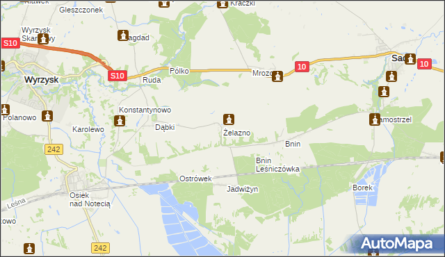 mapa Żelazno gmina Wyrzysk, Żelazno gmina Wyrzysk na mapie Targeo