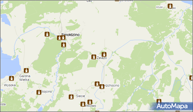 mapa Żelazo gmina Smołdzino, Żelazo gmina Smołdzino na mapie Targeo