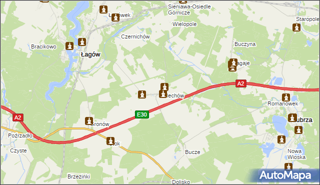 mapa Żelechów gmina Łagów, Żelechów gmina Łagów na mapie Targeo