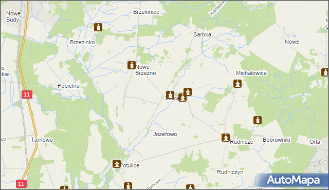 mapa Żelice gmina Wągrowiec, Żelice gmina Wągrowiec na mapie Targeo