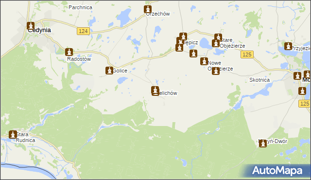 mapa Żelichów gmina Cedynia, Żelichów gmina Cedynia na mapie Targeo