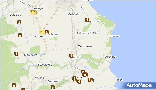 mapa Żelistrzewo, Żelistrzewo na mapie Targeo