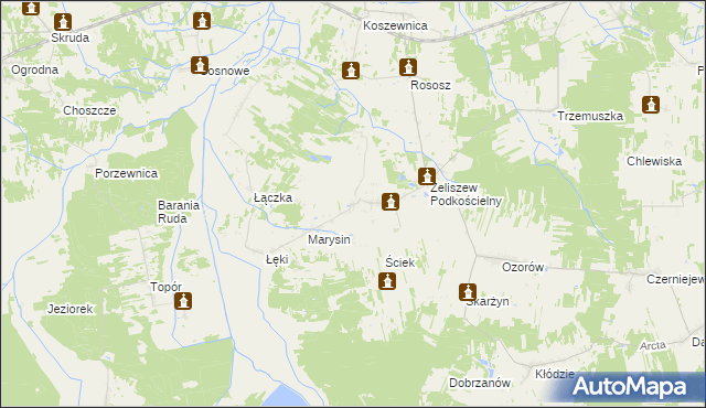 mapa Żeliszew Duży, Żeliszew Duży na mapie Targeo