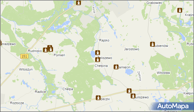 mapa Żeliszewo, Żeliszewo na mapie Targeo