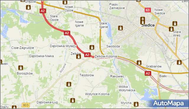 mapa Żelków-Kolonia, Żelków-Kolonia na mapie Targeo