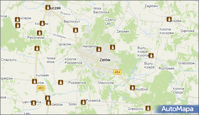 mapa Zelów, Zelów na mapie Targeo