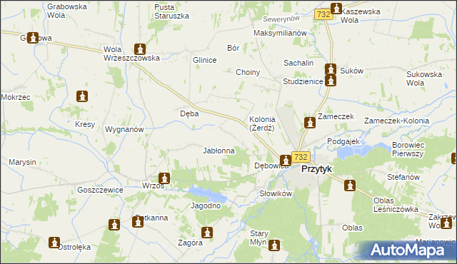 mapa Żerdź gmina Przytyk, Żerdź gmina Przytyk na mapie Targeo