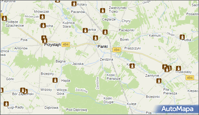 mapa Żerdzina, Żerdzina na mapie Targeo