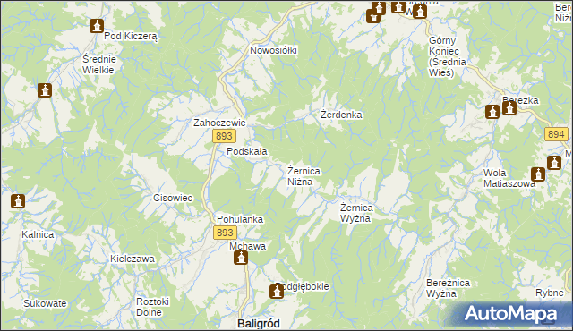 mapa Żernica Niżna, Żernica Niżna na mapie Targeo