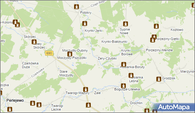 mapa Żery-Czubiki, Żery-Czubiki na mapie Targeo