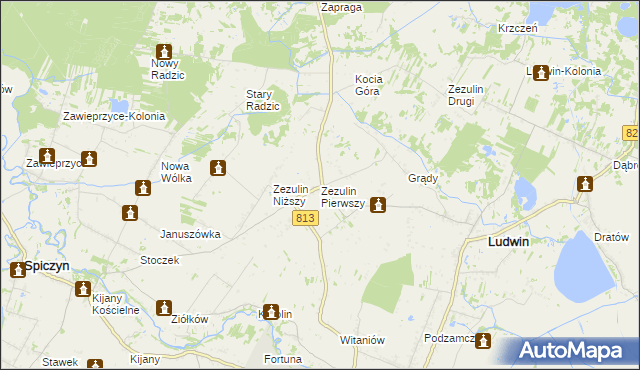 mapa Zezulin Pierwszy, Zezulin Pierwszy na mapie Targeo