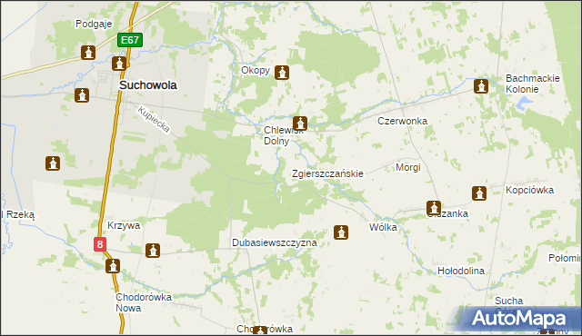 mapa Zgierszczańskie, Zgierszczańskie na mapie Targeo