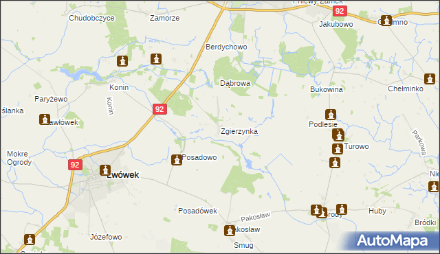 mapa Zgierzynka, Zgierzynka na mapie Targeo