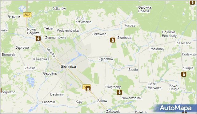 mapa Zglechów, Zglechów na mapie Targeo