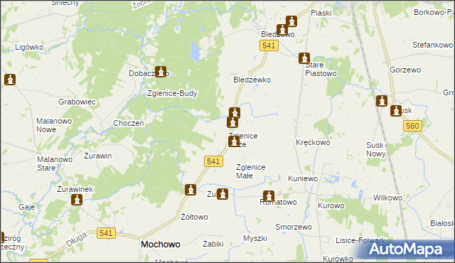 mapa Zglenice Duże, Zglenice Duże na mapie Targeo