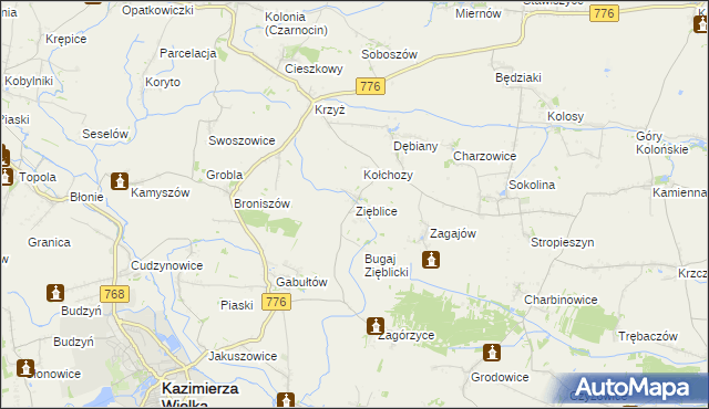 mapa Zięblice, Zięblice na mapie Targeo