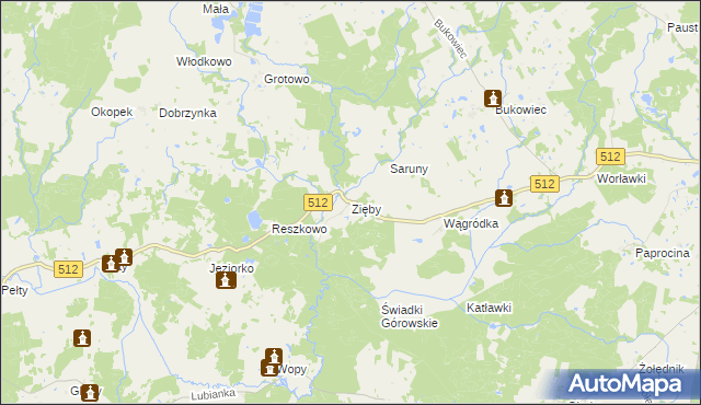 mapa Zięby gmina Górowo Iławeckie, Zięby gmina Górowo Iławeckie na mapie Targeo