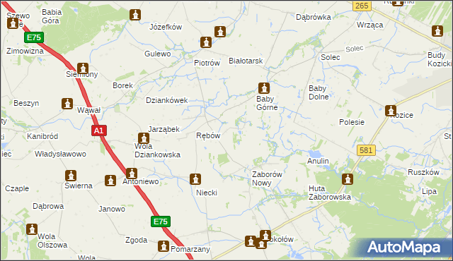 mapa Zieleniec gmina Gostynin, Zieleniec gmina Gostynin na mapie Targeo