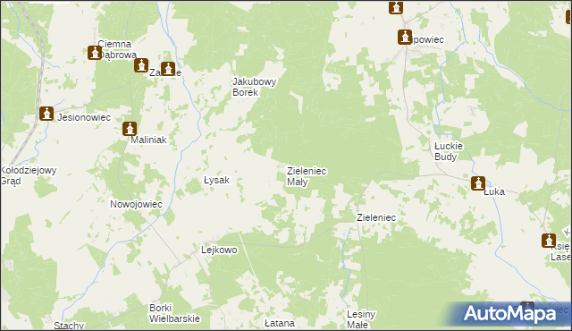 mapa Zieleniec Mały, Zieleniec Mały na mapie Targeo