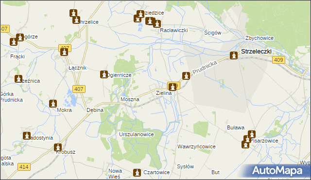 mapa Zielina, Zielina na mapie Targeo